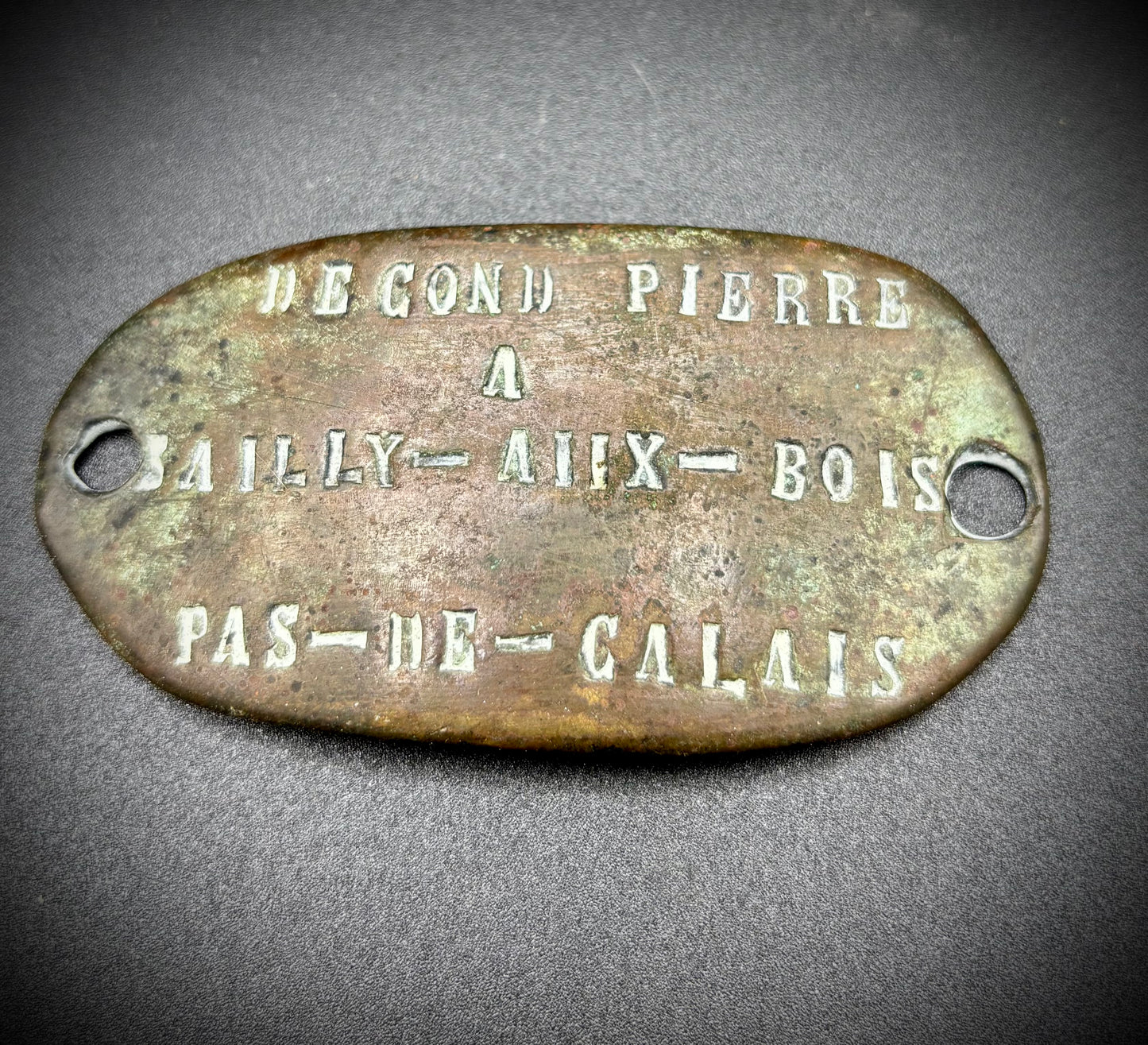 WW1 Era French Name Plate