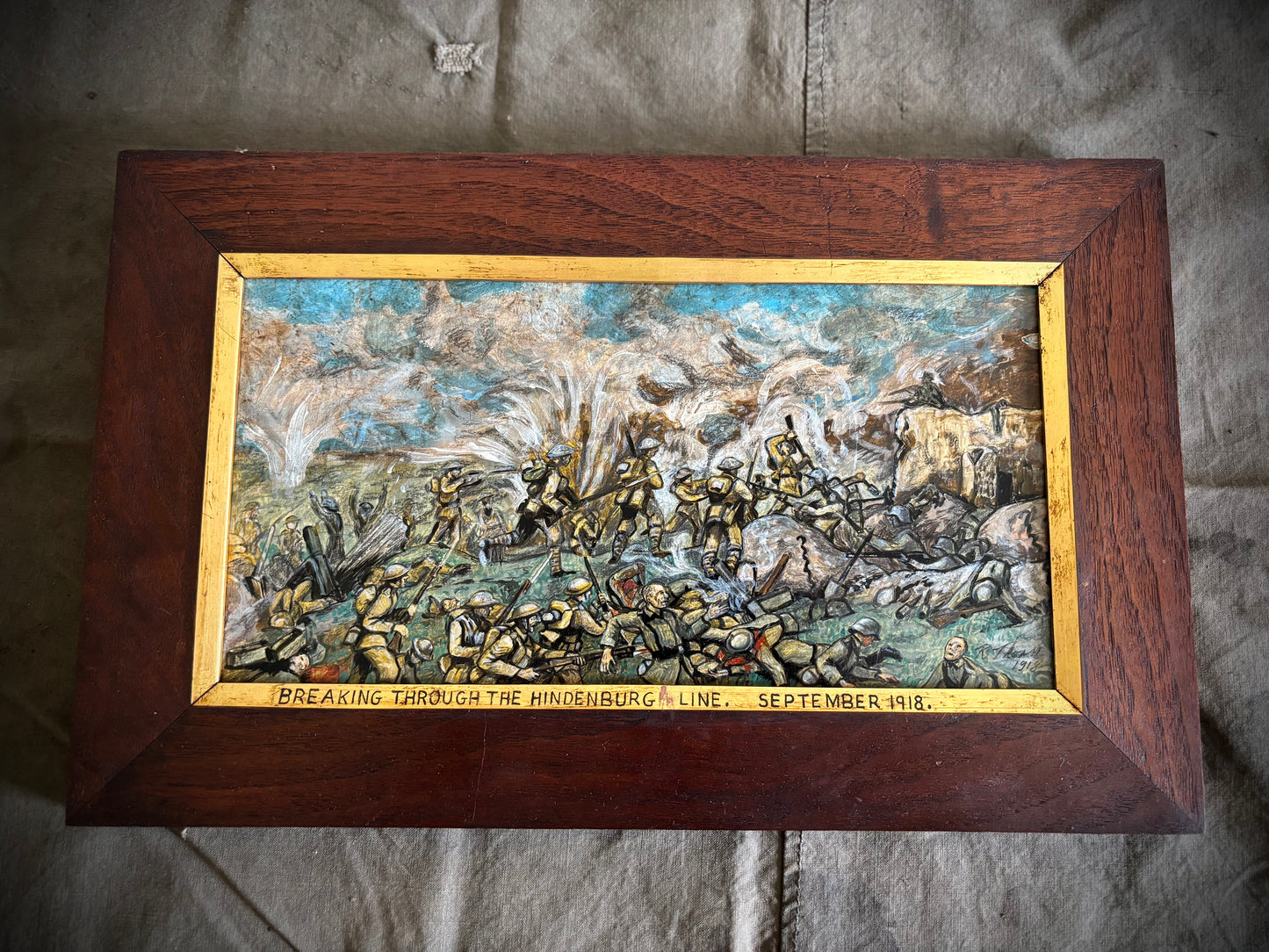 WW1 Painting Of The Attack Of The Hindenburg Line September 1918