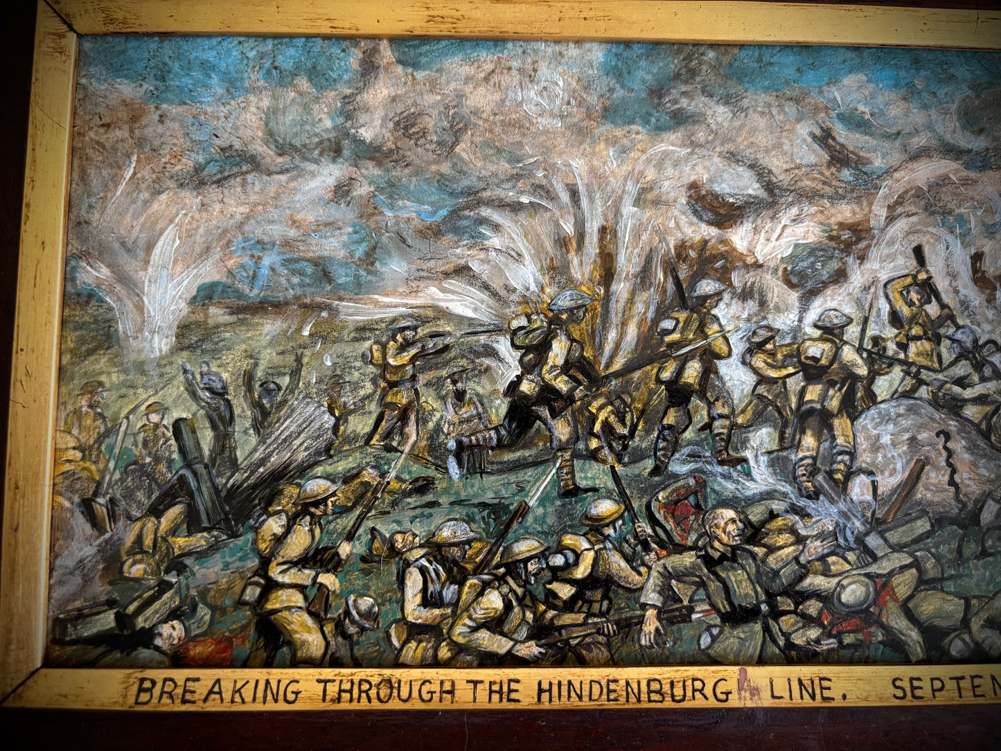 WW1 Painting Of The Attack Of The Hindenburg Line September 1918