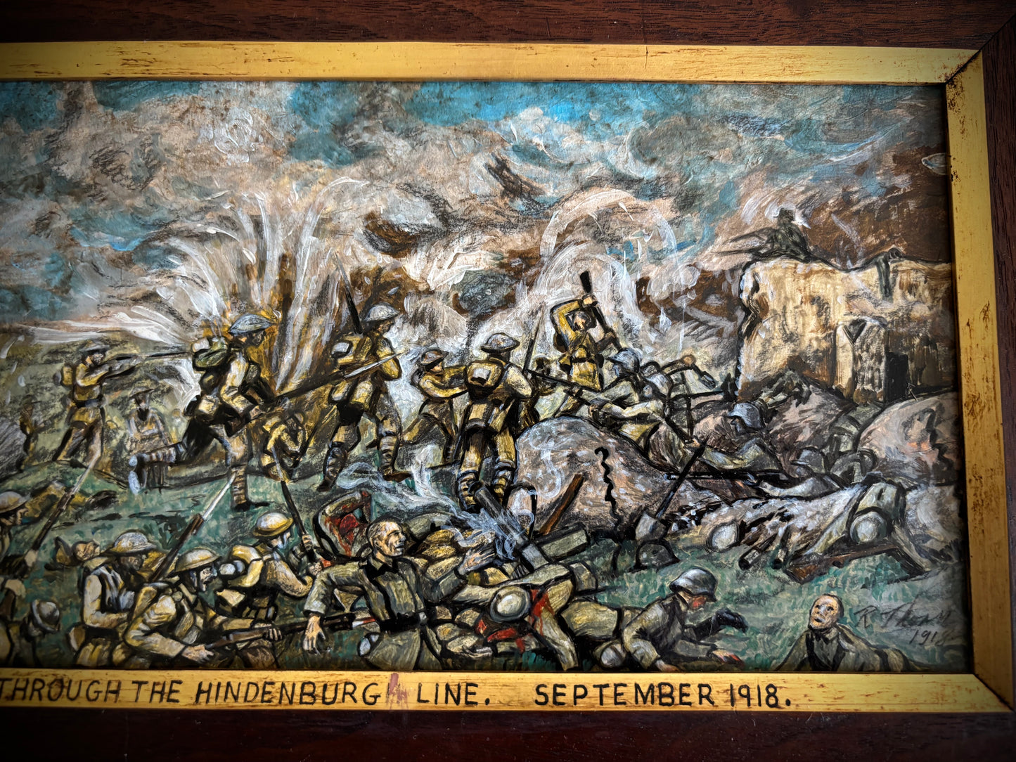 WW1 Painting Of The Attack Of The Hindenburg Line September 1918