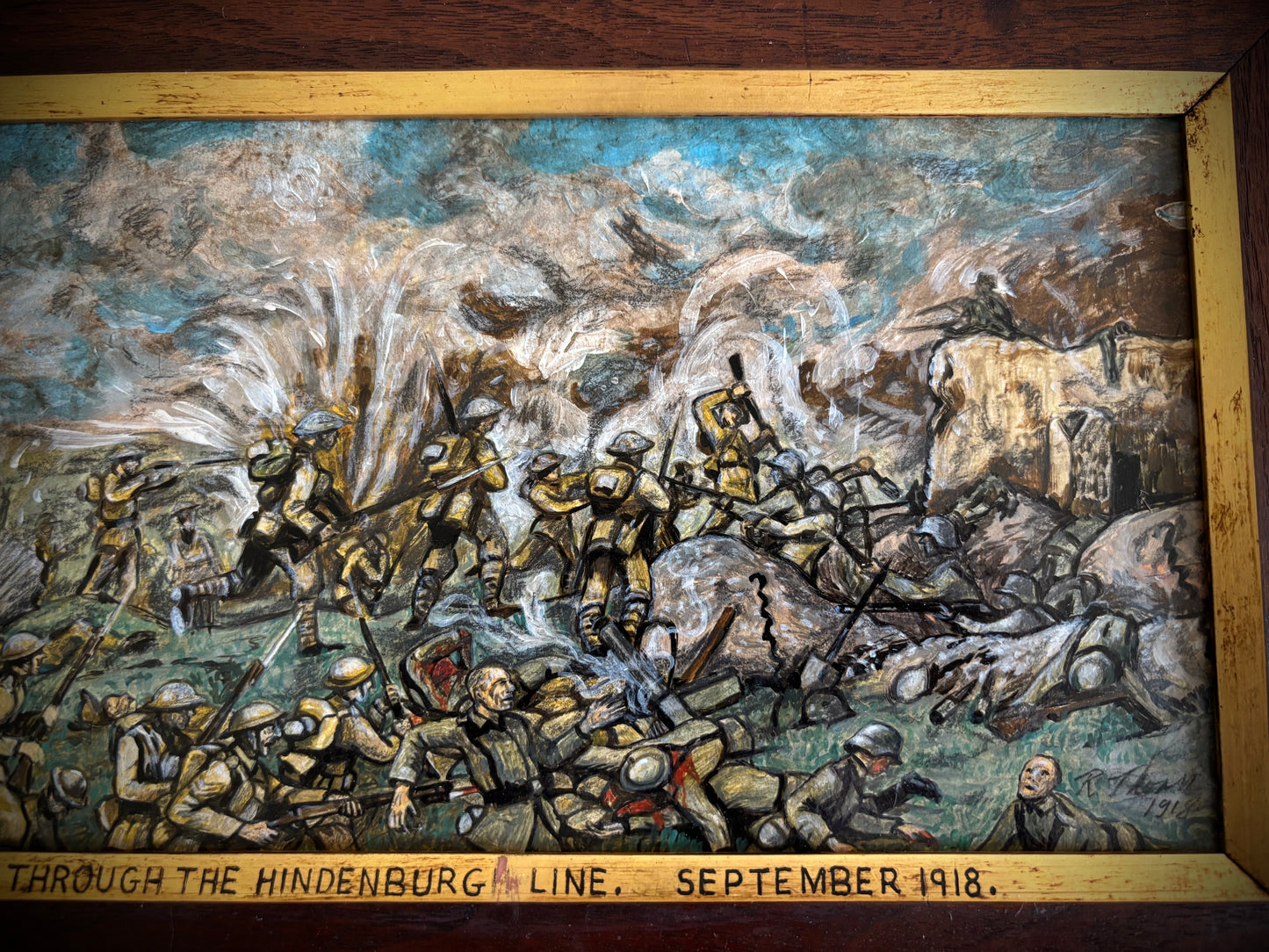 WW1 Painting Of The Attack Of The Hindenburg Line September 1918