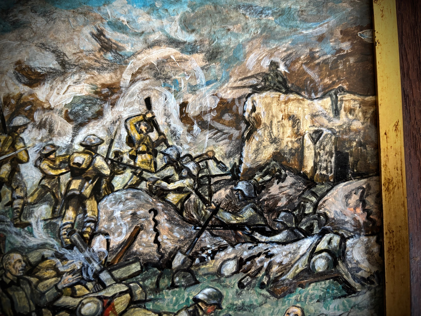 WW1 Painting Of The Attack Of The Hindenburg Line September 1918