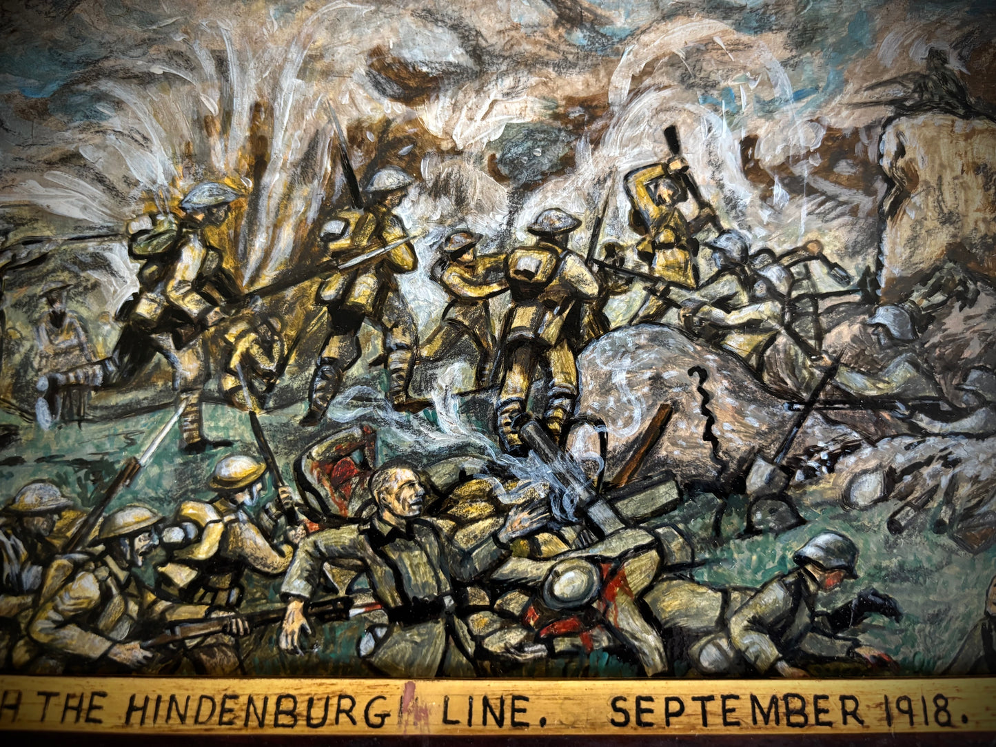 WW1 Painting Of The Attack Of The Hindenburg Line September 1918