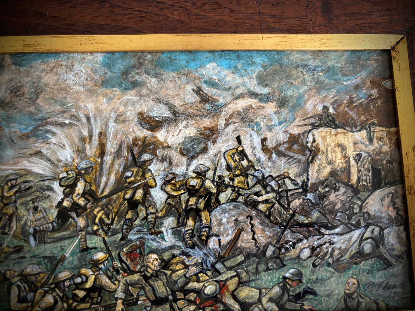 WW1 Painting Of The Attack Of The Hindenburg Line September 1918