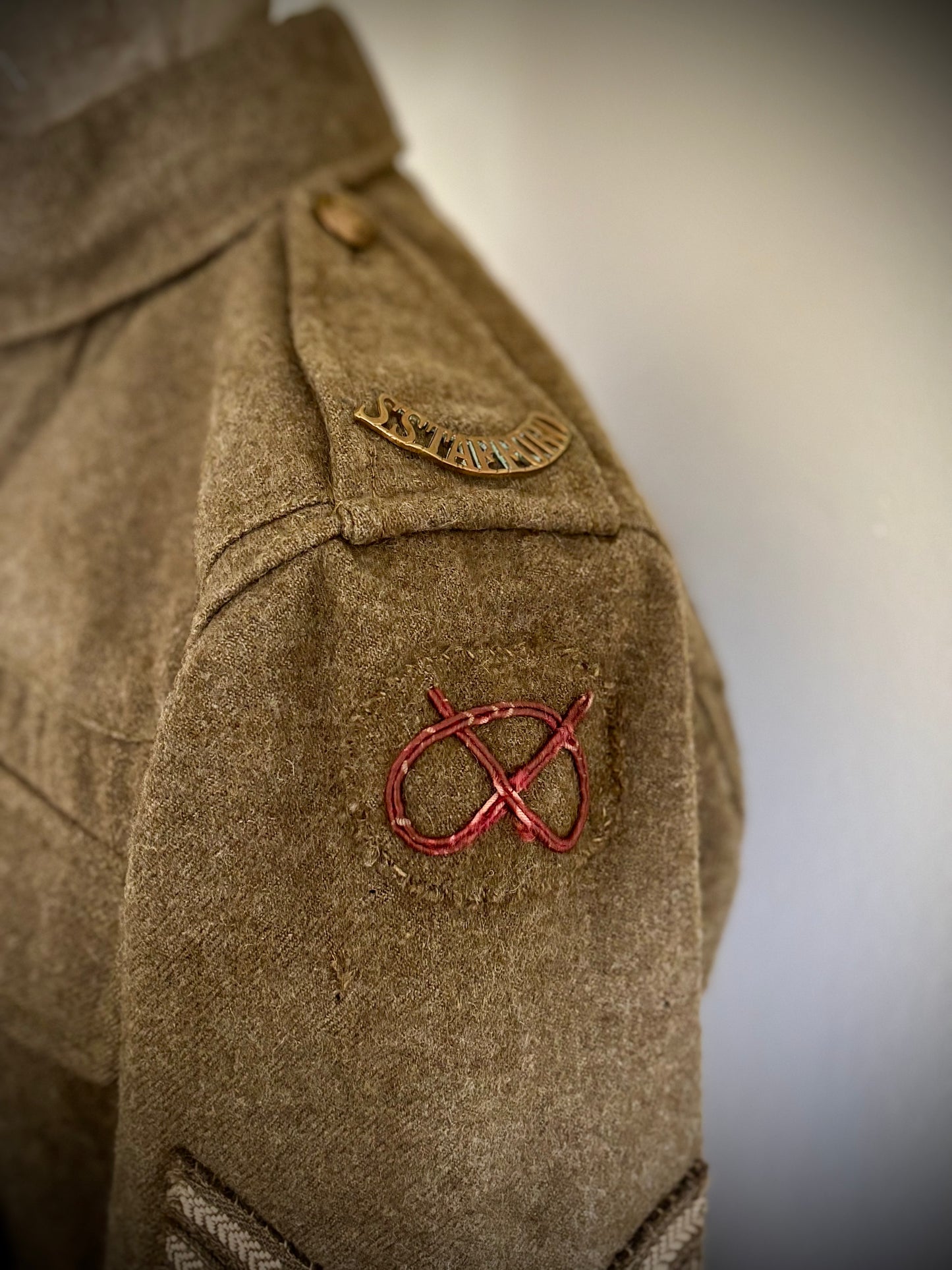 WW1 Helmet, Tunic and Cap 1/5th South Staffordshire Named