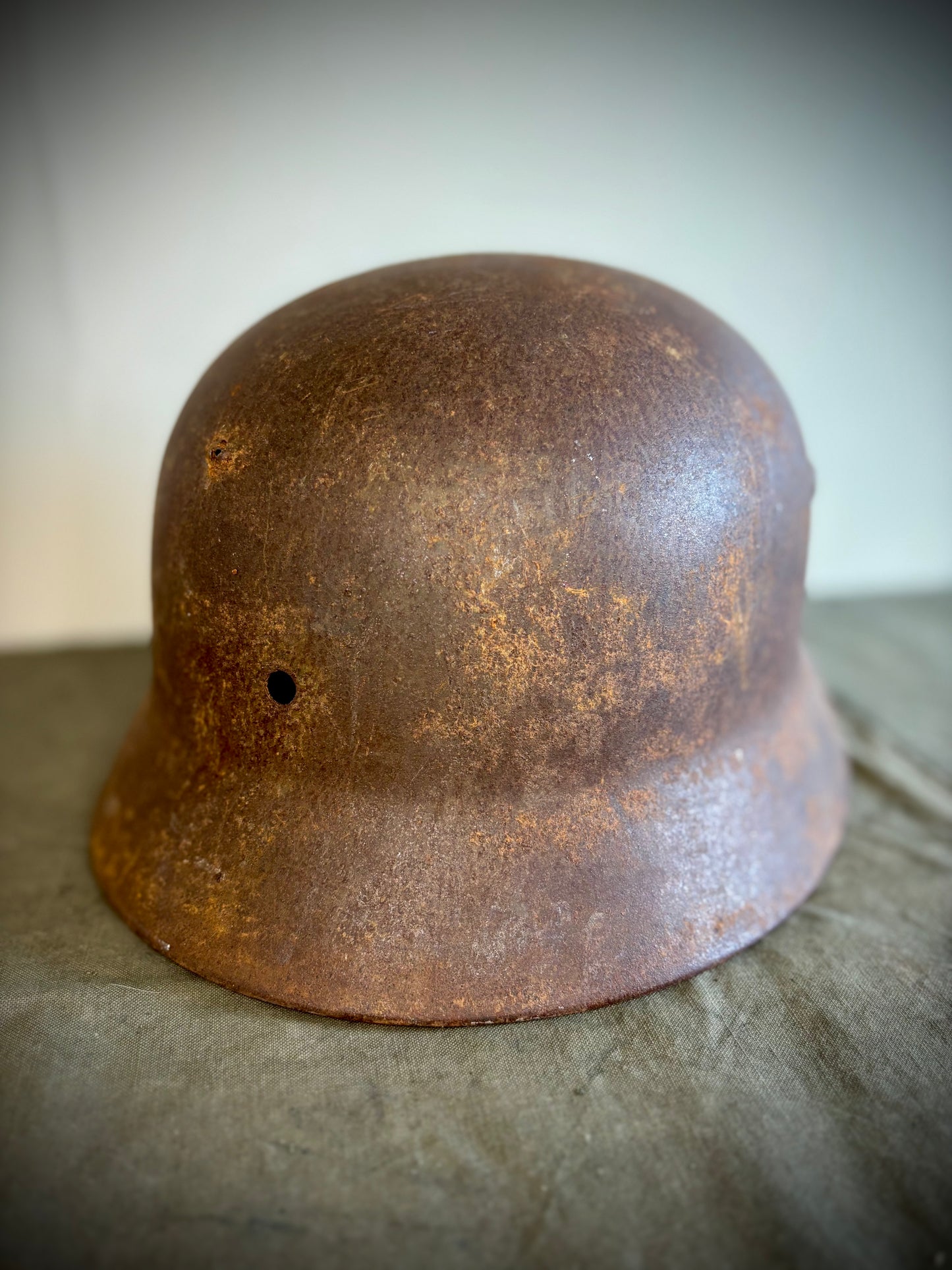 WW2 Battle Damaged Helmet Normandy Find