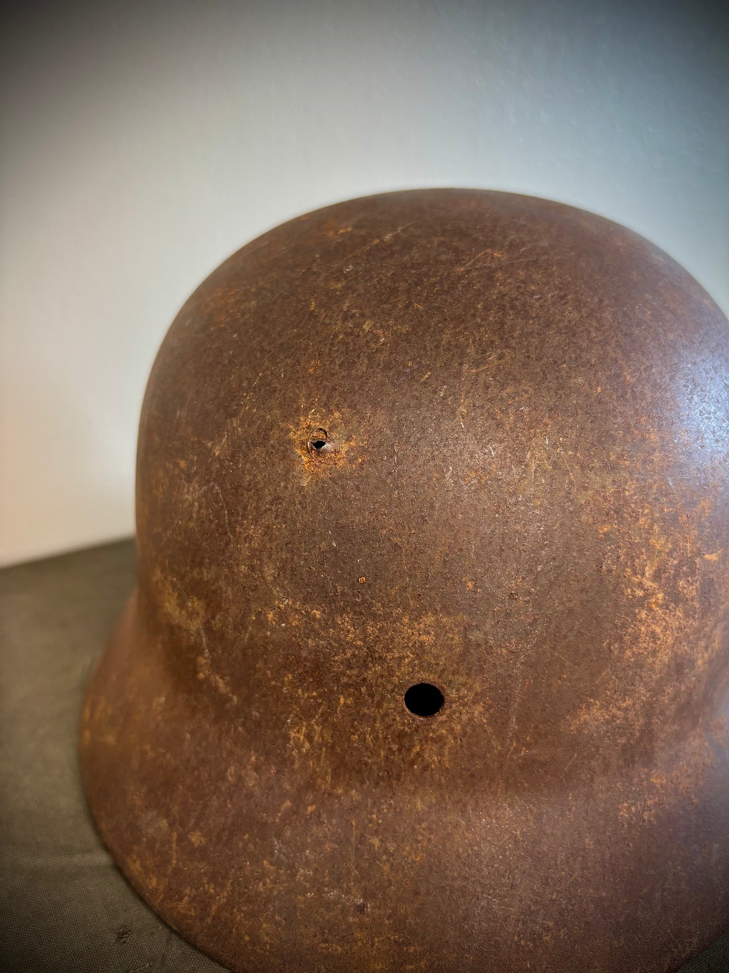 WW2 Battle Damaged Helmet Normandy Find