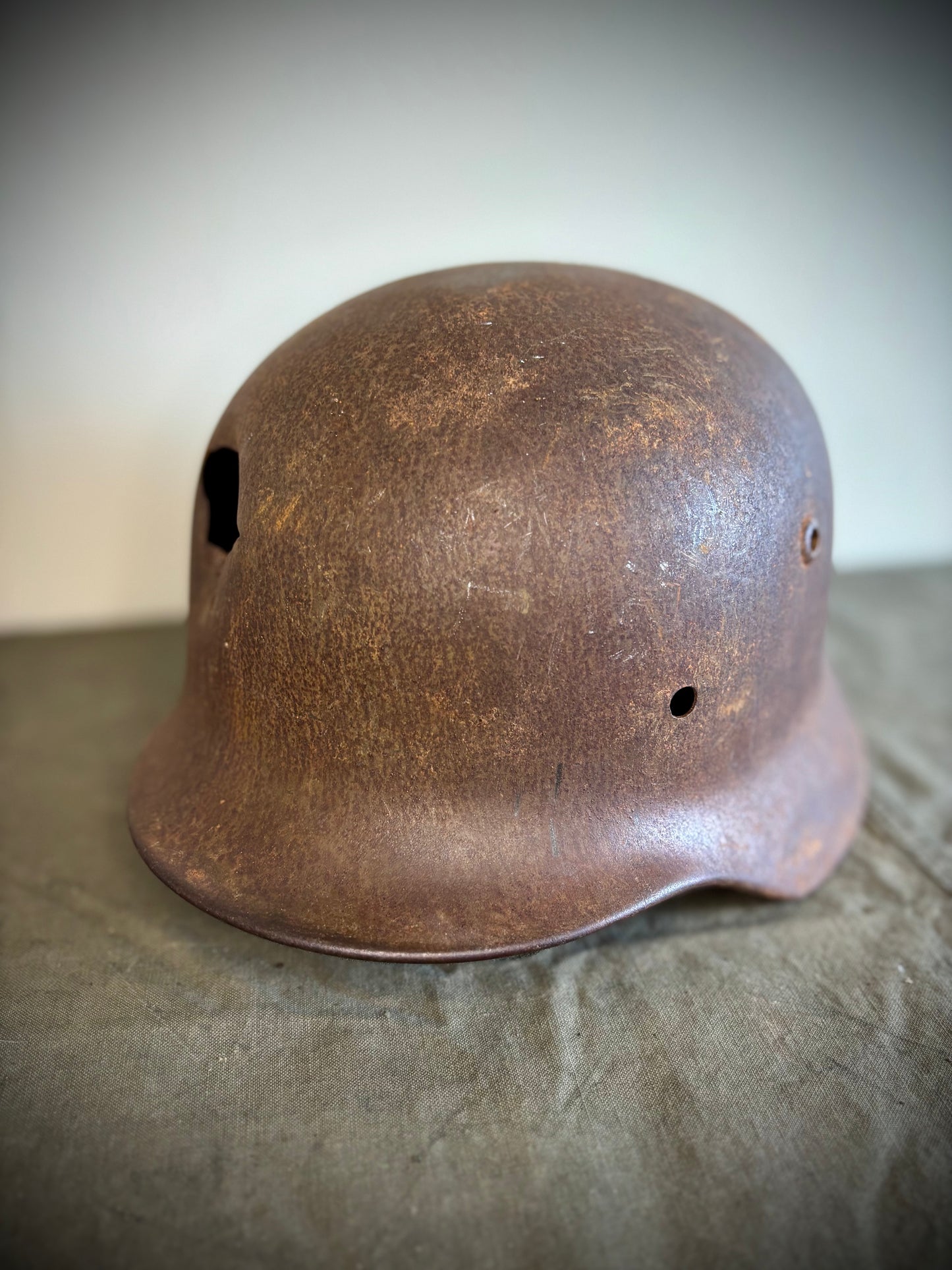 WW2 Battle Damaged Helmet Normandy Find