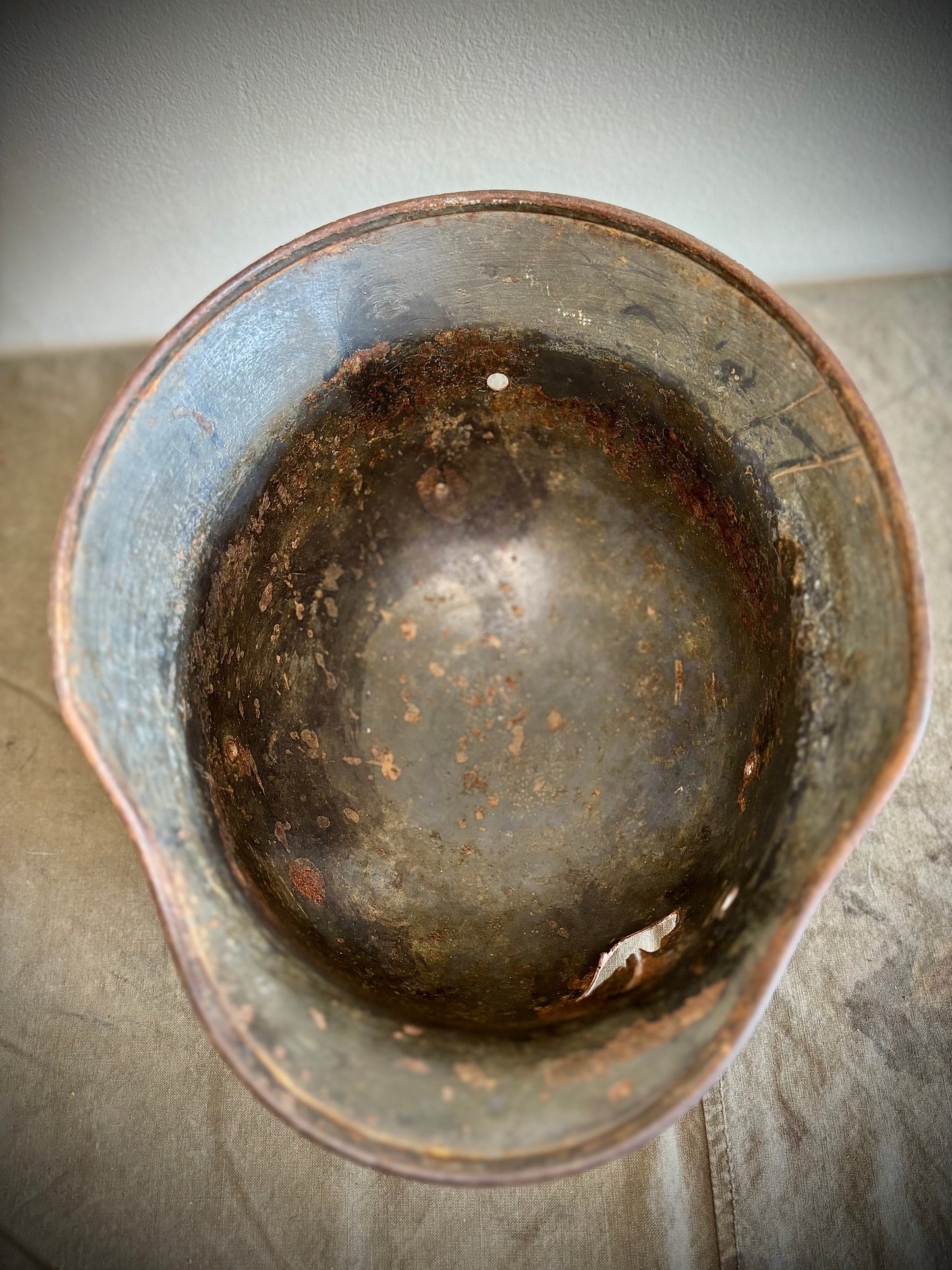 WW2 Battle Damaged Helmet Normandy Find