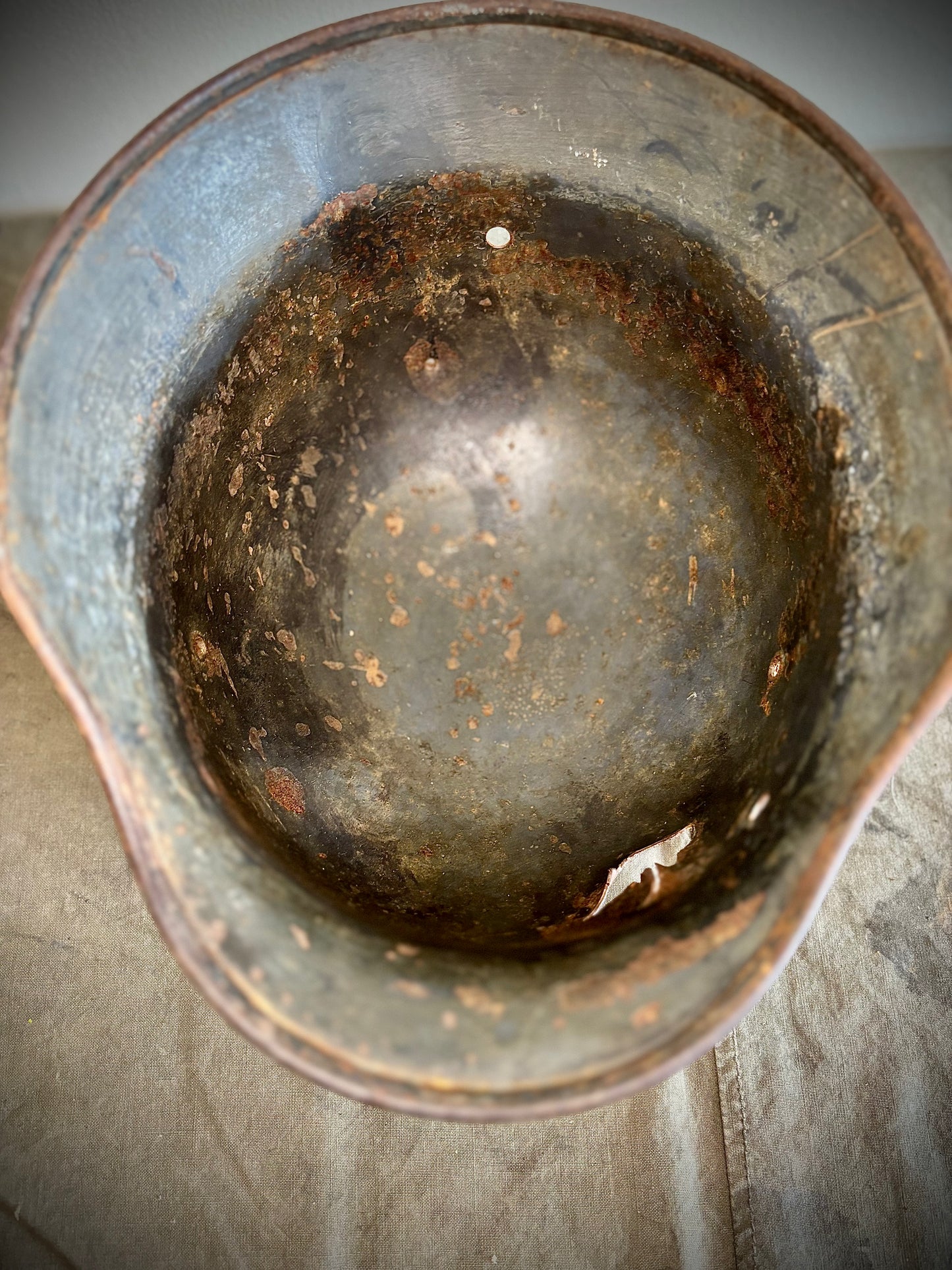 WW2 Battle Damaged Helmet Normandy Find