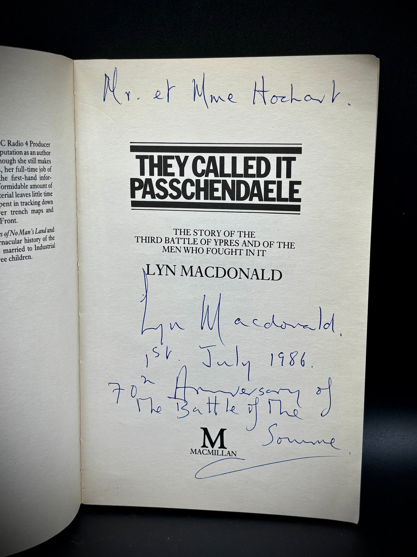 They called it Passchendele (Lyn Macdonald) author signed book