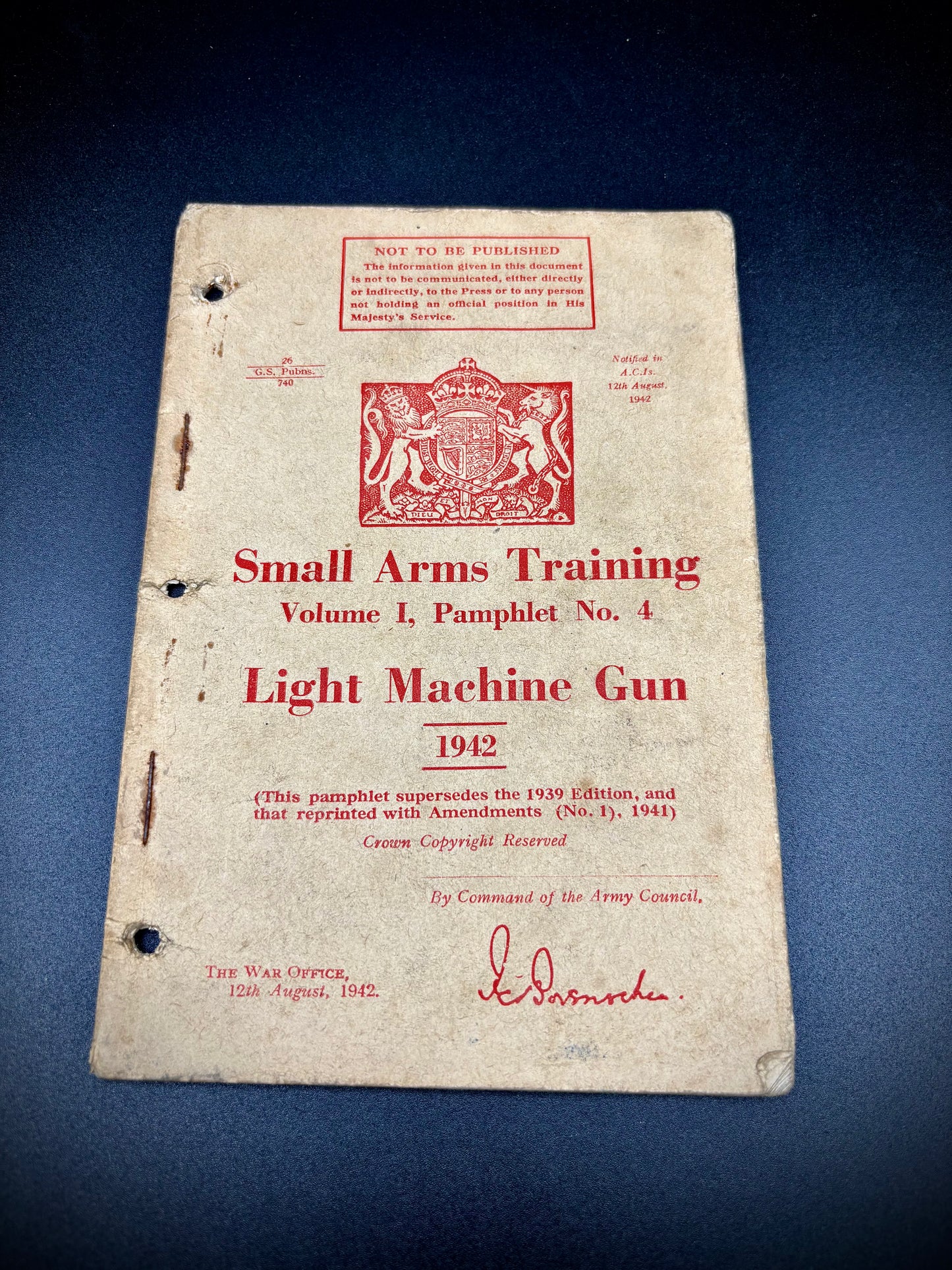 WW2 Light Machine Gun Pamphlet 1942 Bren Gun