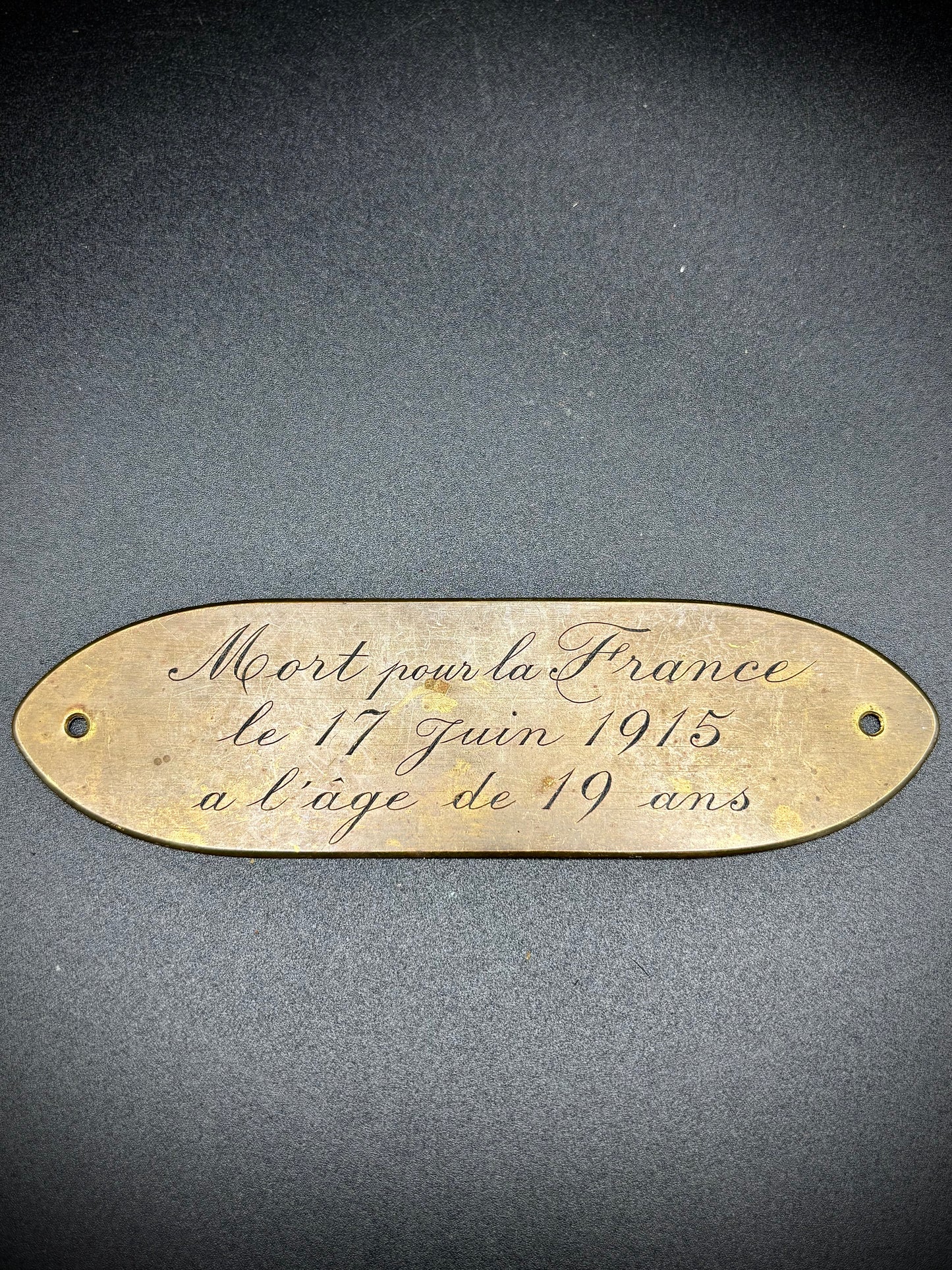 WW1 French Memorial Plaque