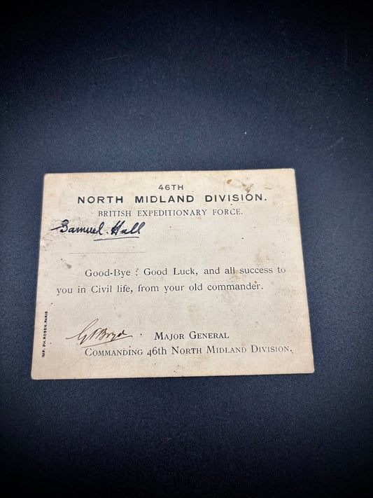 WW1 Farewell Card Signed By Major General Boyd