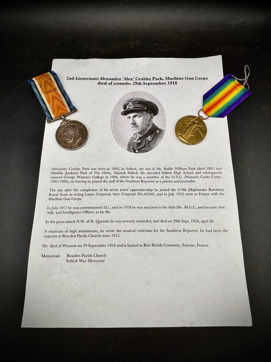 WW1 46th Division Officer Casualty Medals 29th September 1918- Hindenburg Line