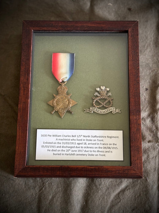 WW1 1914-15 Star 1/5th North Staffordshire Regiment Casualty