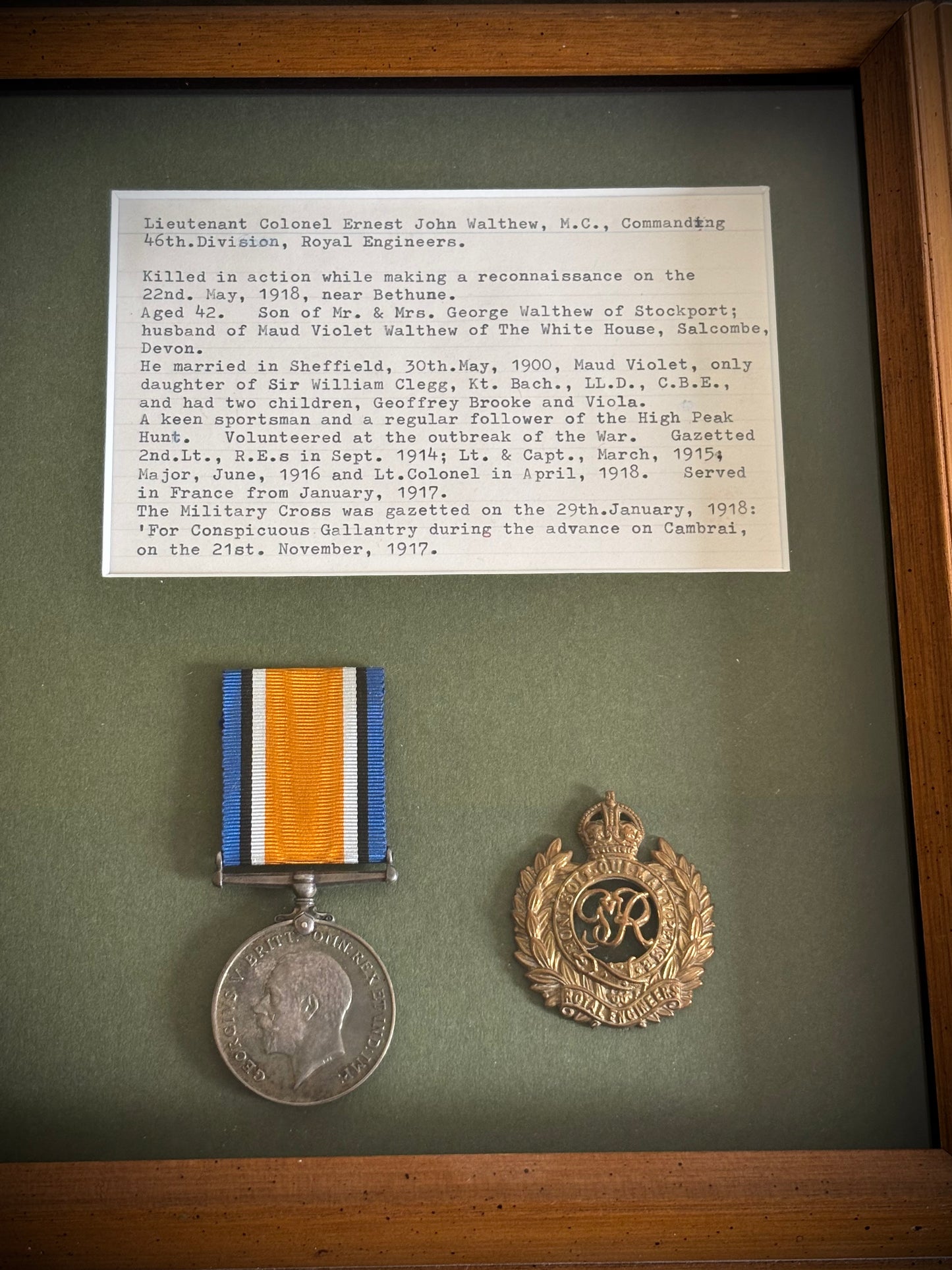 WW1 Great War Medal Awarded To A Lt Col Casualty 46th North Midland Division