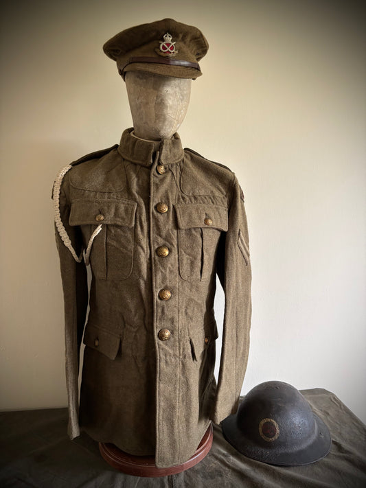 WW1 Helmet, Tunic and Cap 1/5th South Staffordshire Named