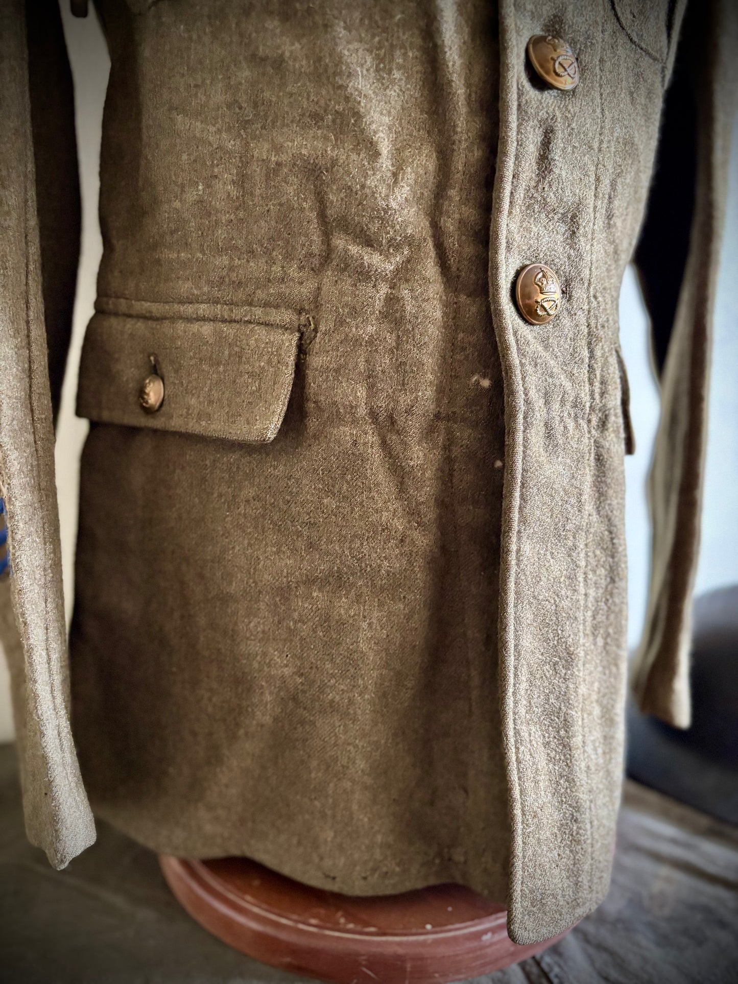 WW1 Helmet, Tunic and Cap 1/5th South Staffordshire Named