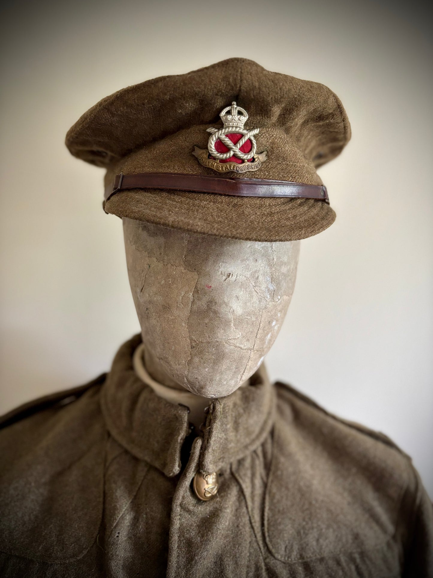 WW1 Helmet, Tunic and Cap 1/5th South Staffordshire Named