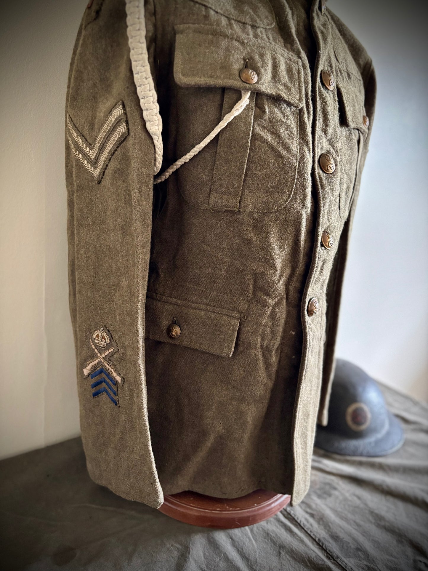 WW1 Helmet, Tunic and Cap 1/5th South Staffordshire Named
