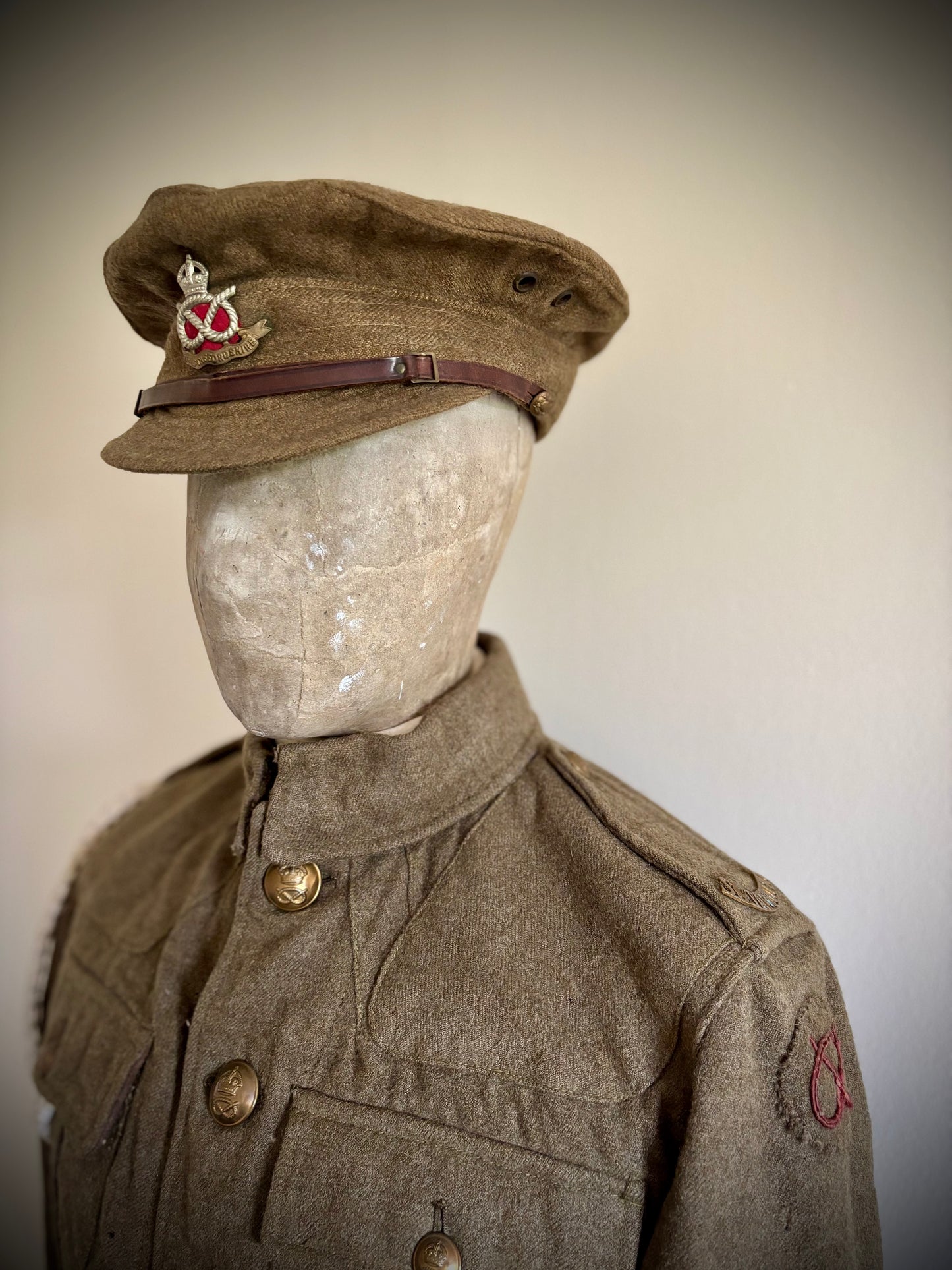 WW1 Helmet, Tunic and Cap 1/5th South Staffordshire Named