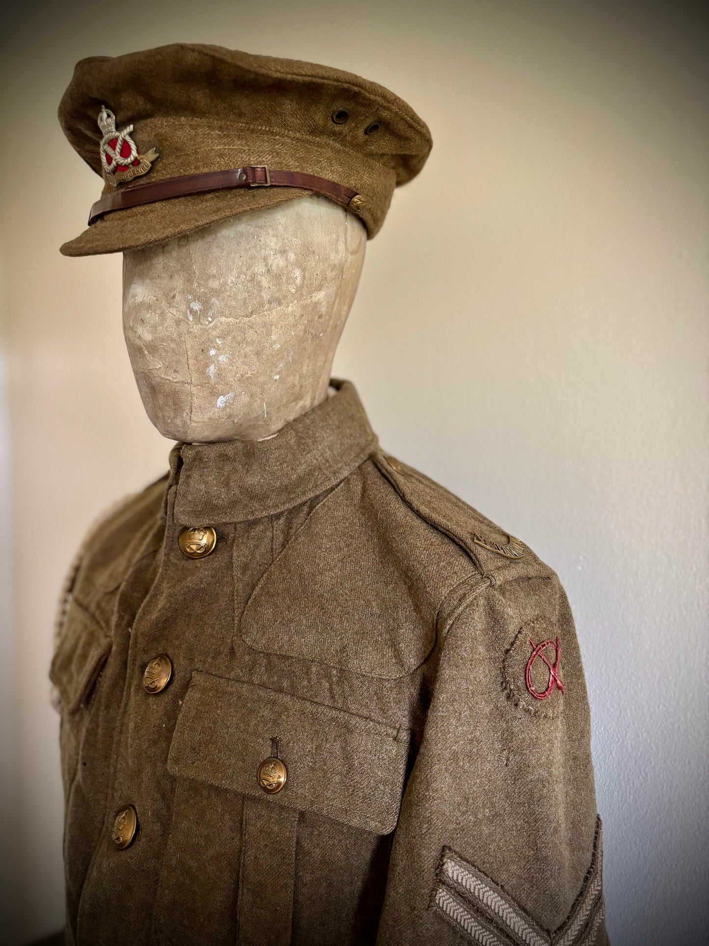 WW1 Helmet, Tunic and Cap 1/5th South Staffordshire Named