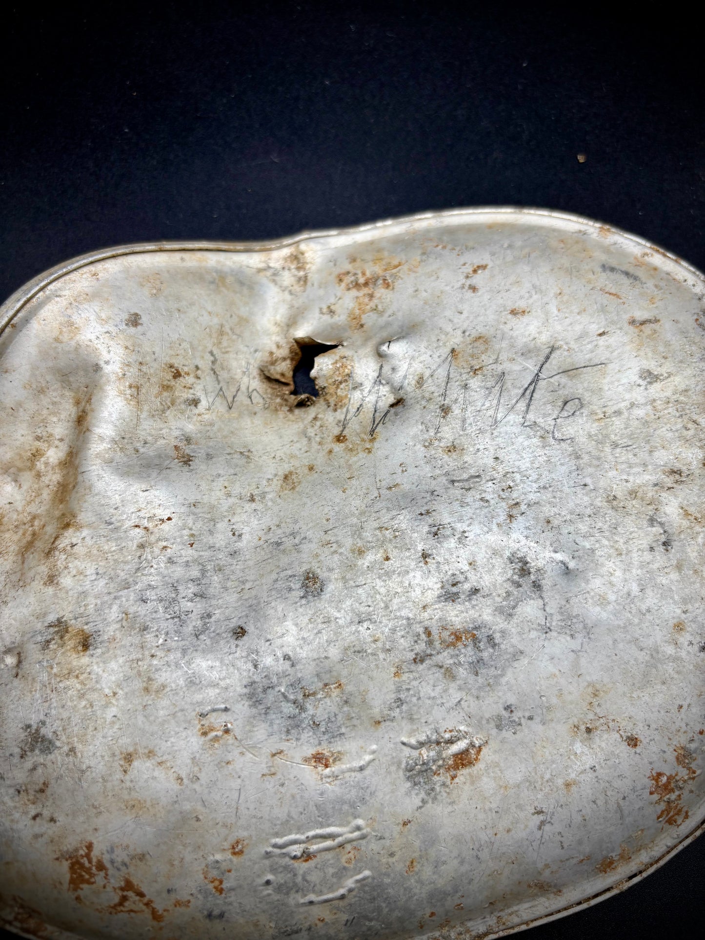 WW1 American Mess Tin Lid Battle Damaged