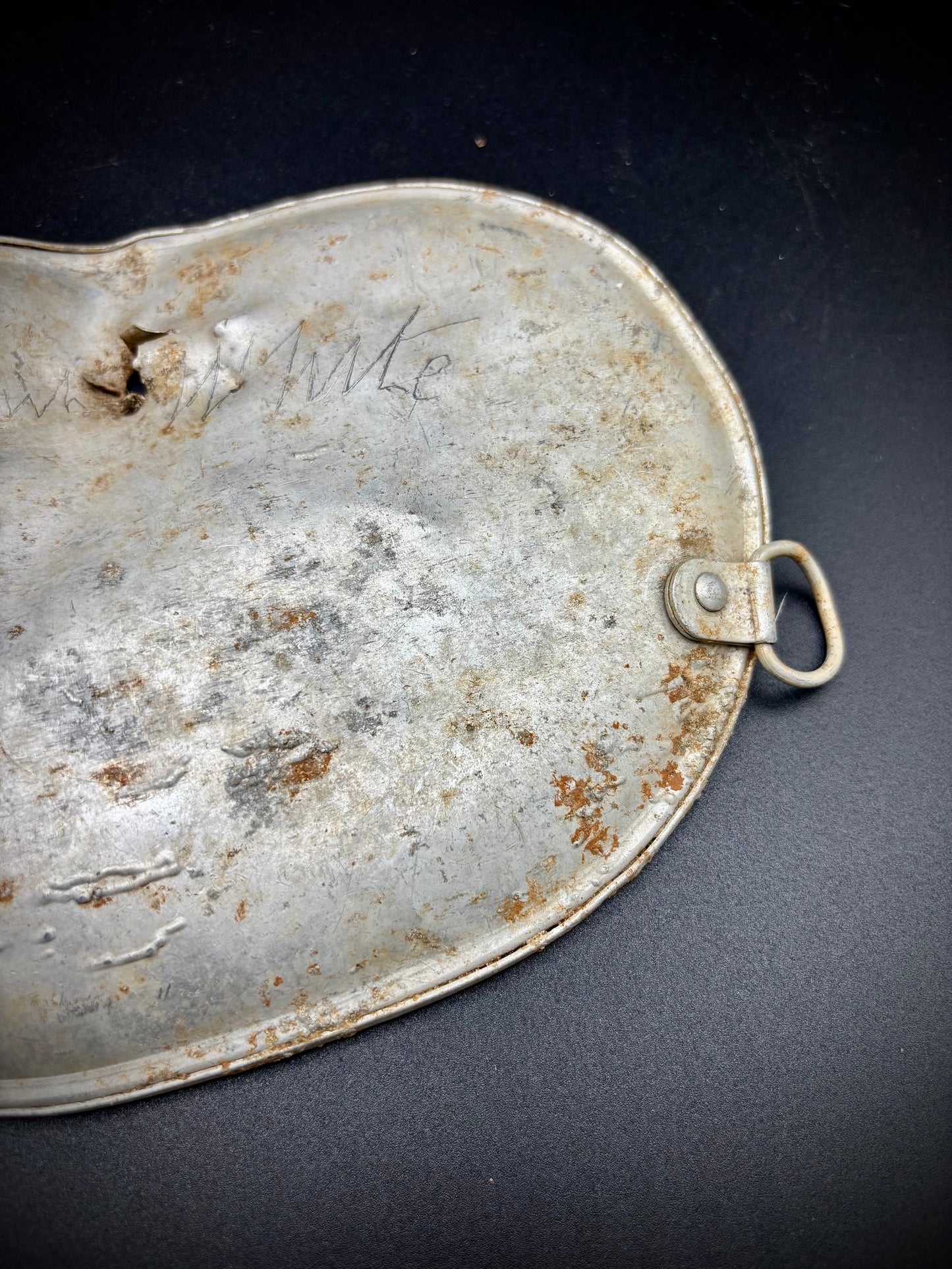 WW1 American Mess Tin Lid Battle Damaged
