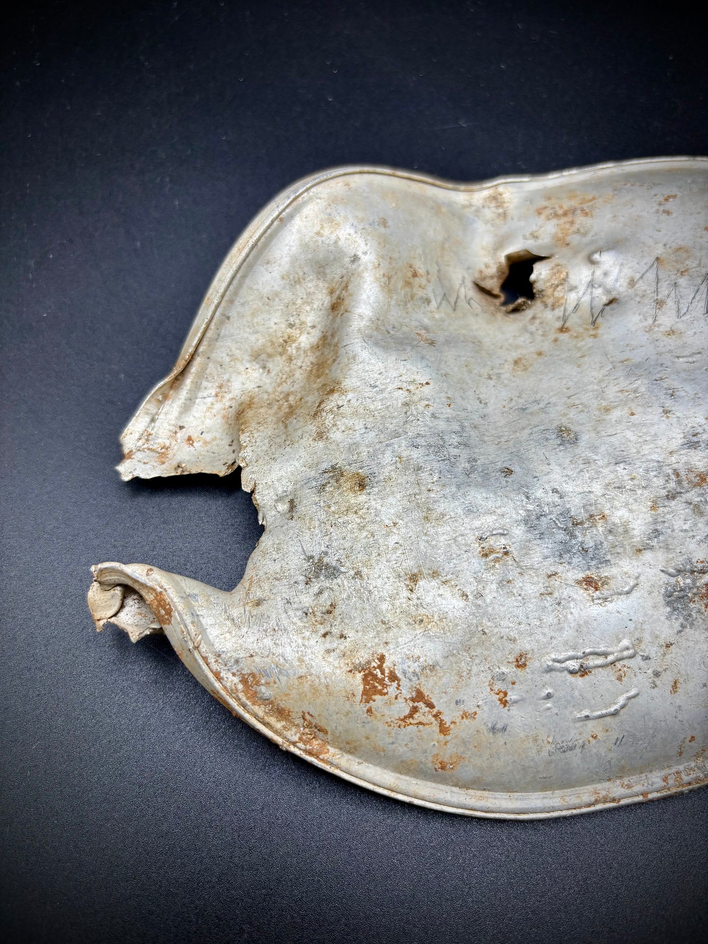 WW1 American Mess Tin Lid Battle Damaged