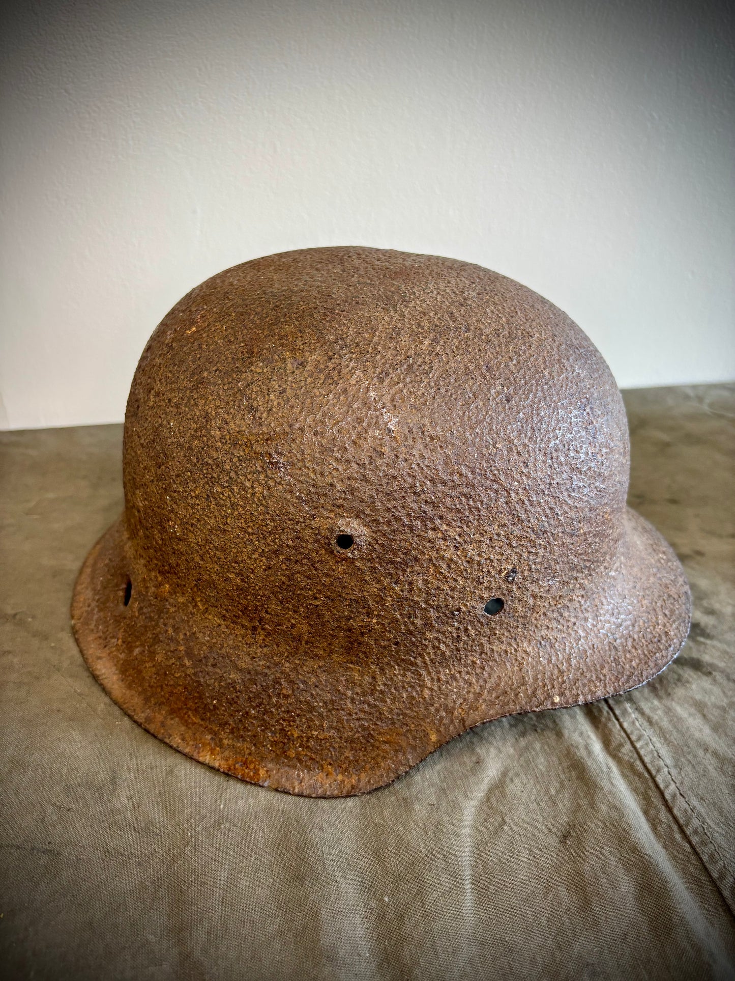 WW2 Battle damaged Helmet Normandy Find