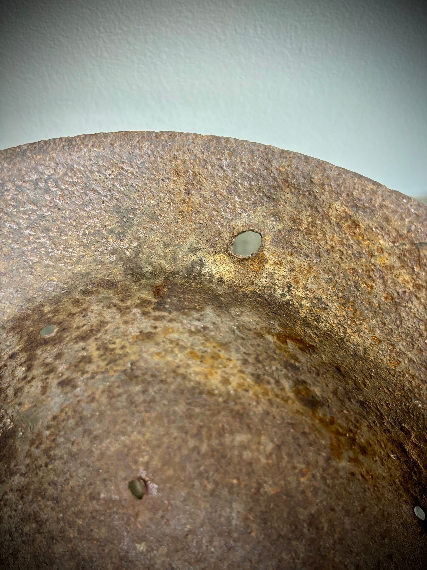 WW2 Battle damaged Helmet Normandy Find