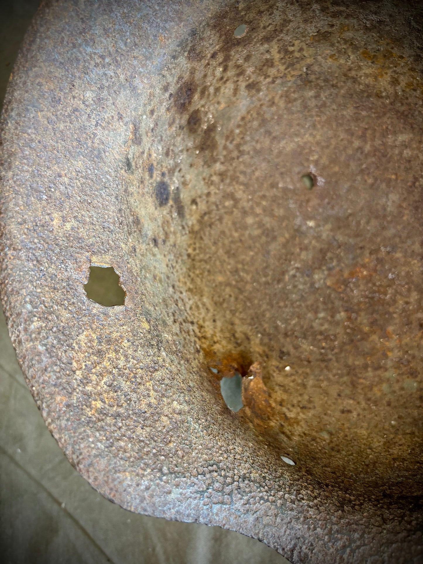 WW2 Battle damaged Helmet Normandy Find