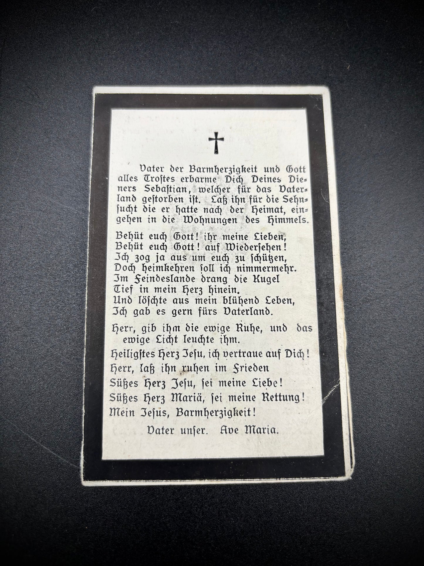 WW1 German Memorial Card Albert France June 1918