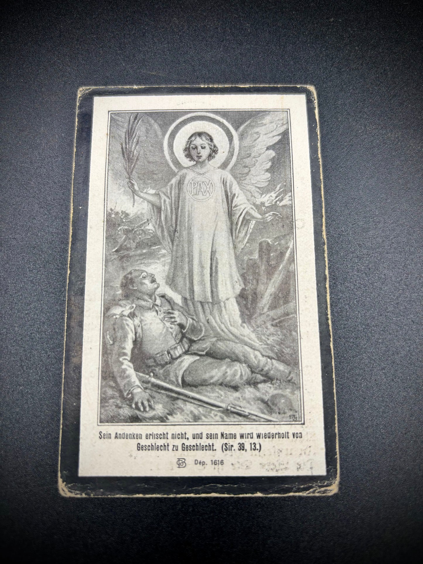 WW1 German Memorial Card 7th Field Artillery 2nd Battalion