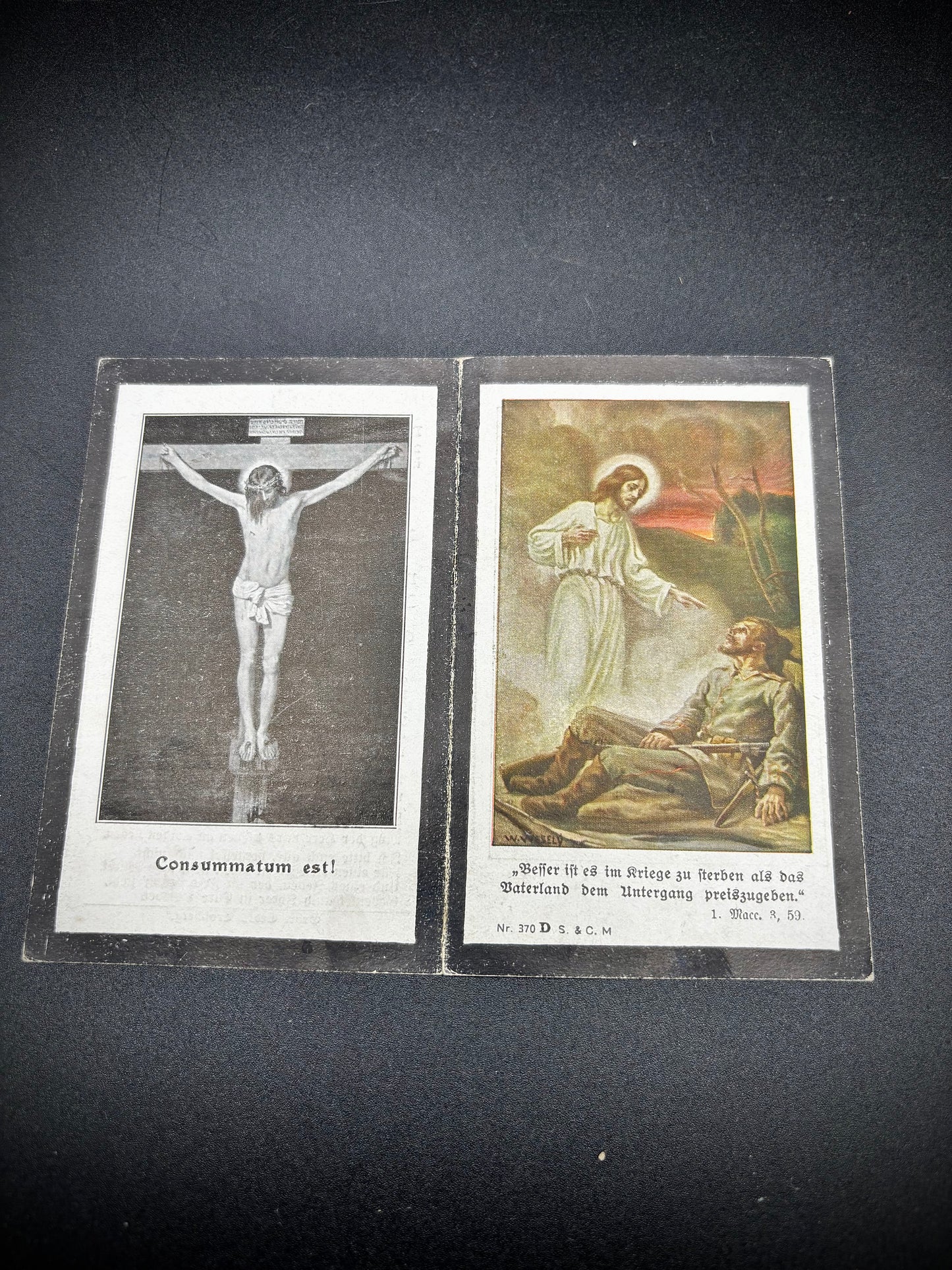 WW1 German Memorial Card Cross of Merit, Iron Cross recipient St Quentin