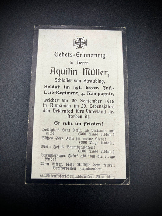 WW1 German Memorial Card