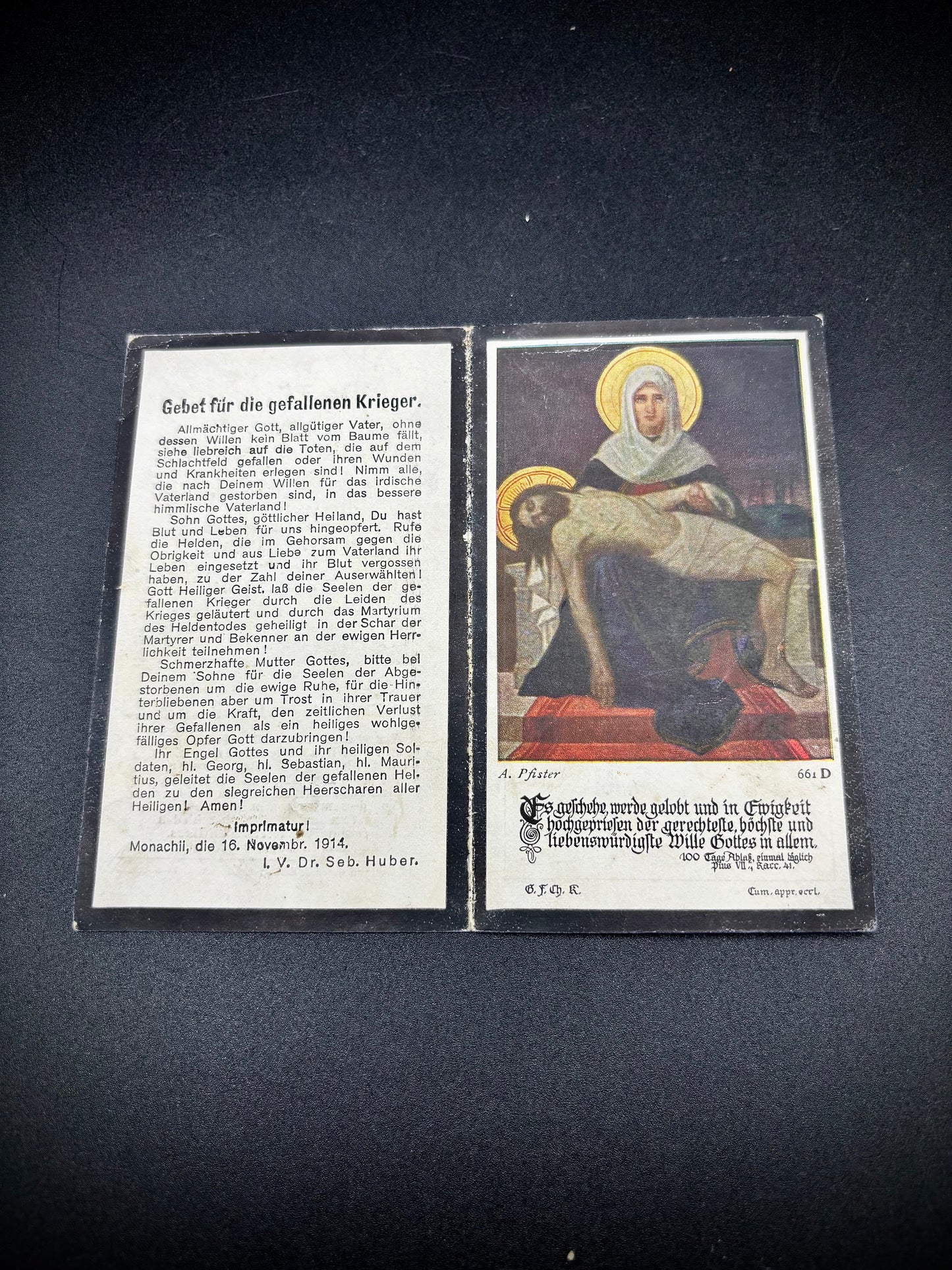 WW1 German Memorial Card Bavarian Foot Artillery 1918