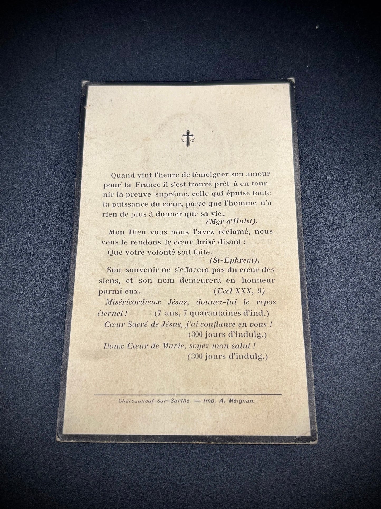 WW1 French Memorial Card KIA Andechy Somme 1914