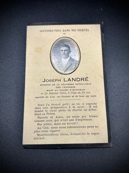 WW1 French Memorial Card 1915