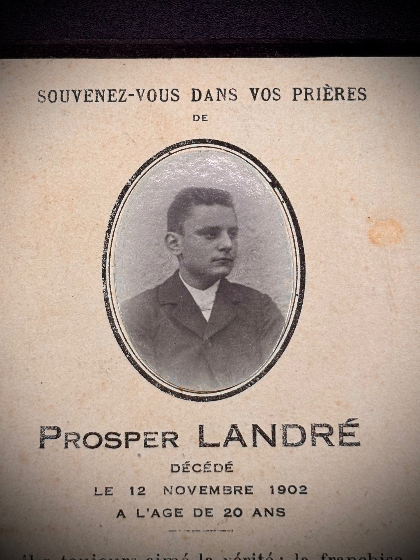 WW1 French Memorial Card 1915