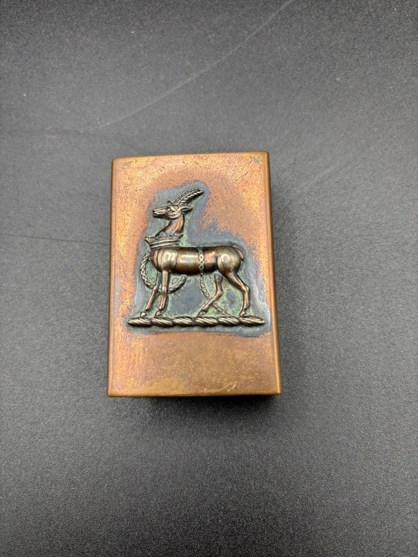 WW1 Trench Art Match Box North Staffordshire Warwickshire Regiment