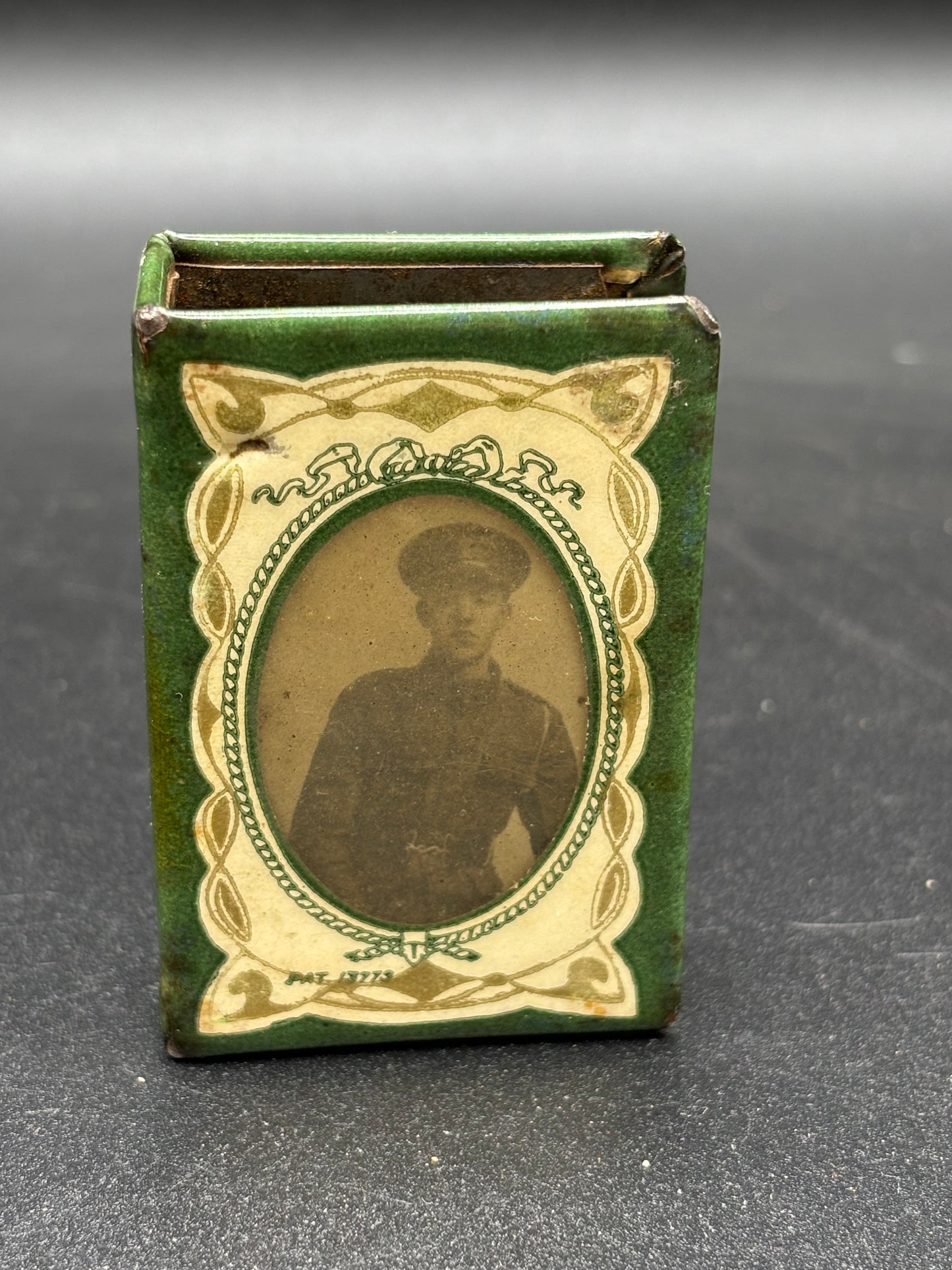 WW1 Matchbox Cover With Two Photographs Of Soldiers