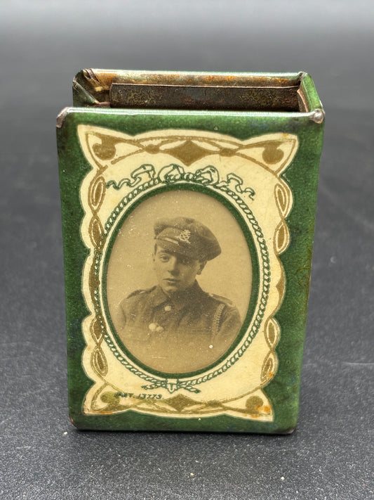 WW1 Matchbox Cover With Two Photographs Of Soldiers