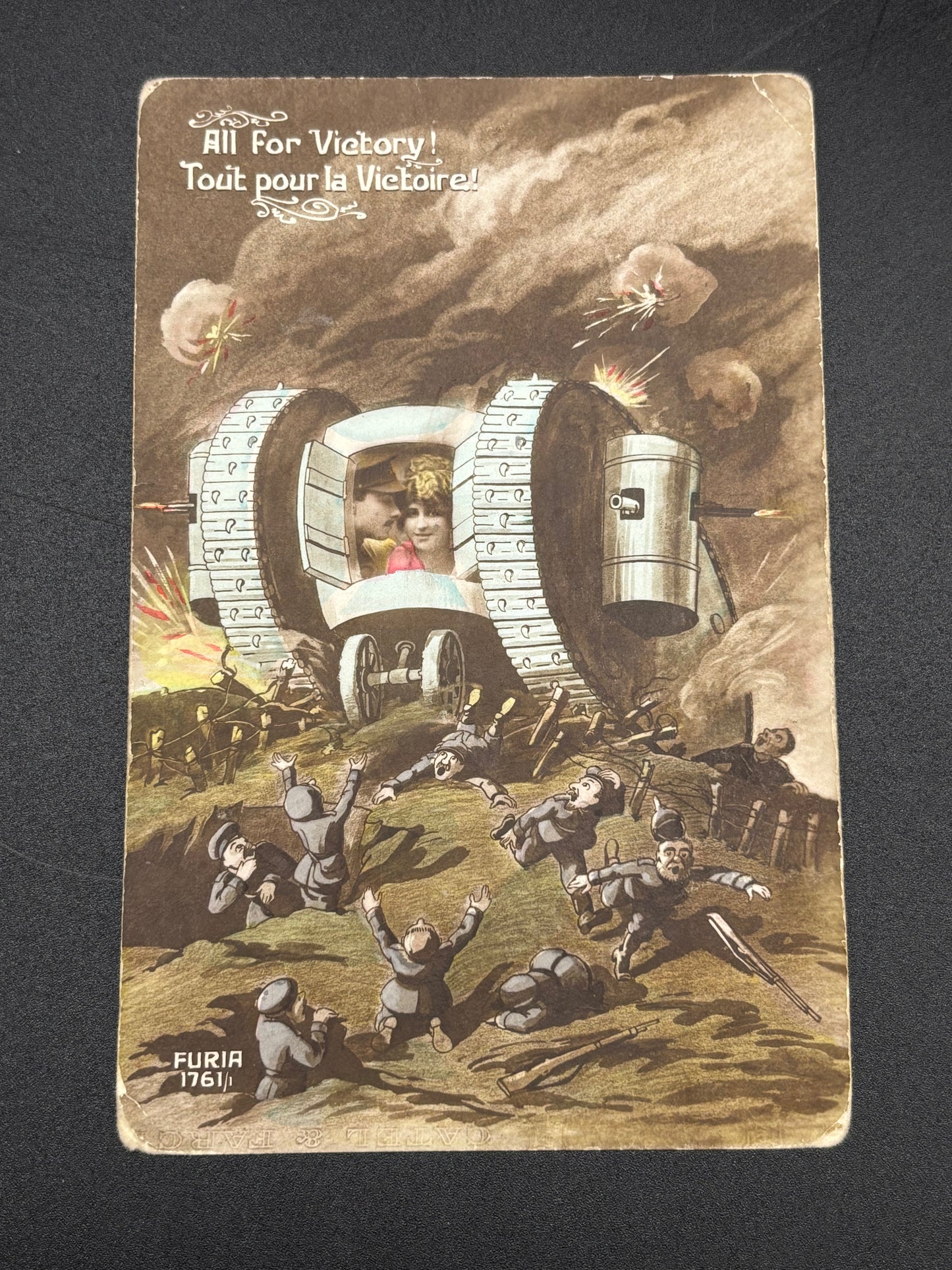 WW1 Romantic Postcard Tank BEF Royal Berkshire Regiment