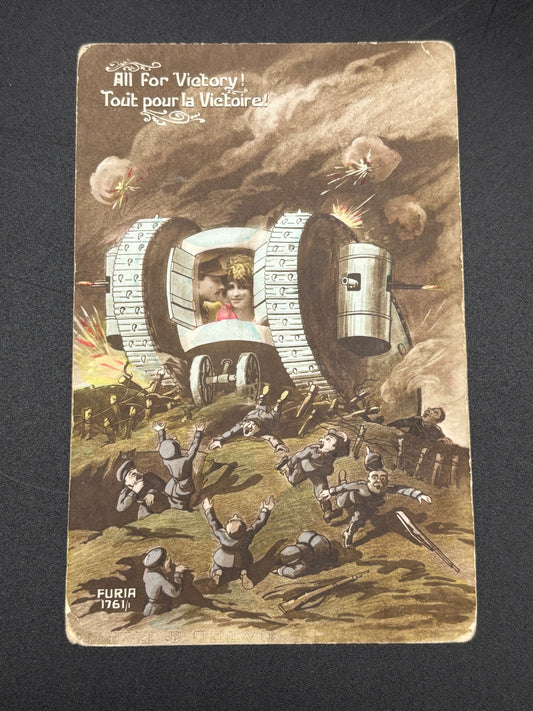 WW1 Romantic Postcard Tank BEF Royal Berkshire Regiment