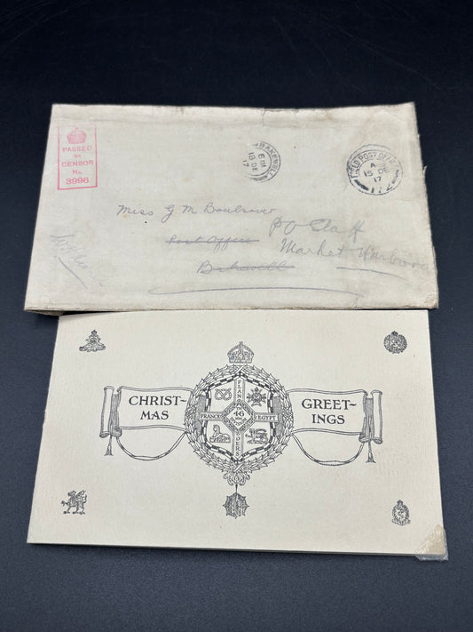 WW1 46th Division Christmas Postcard And Envelope 1917
