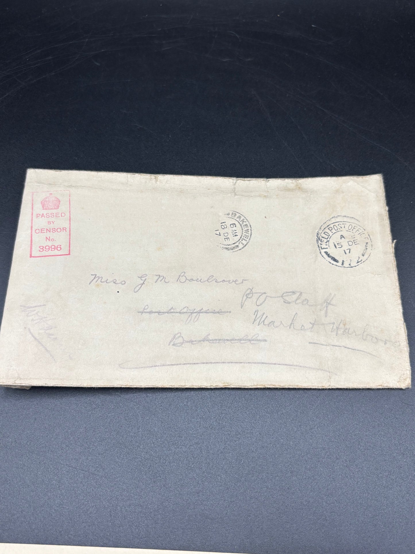 WW1 46th Division Christmas Postcard And Envelope 1917