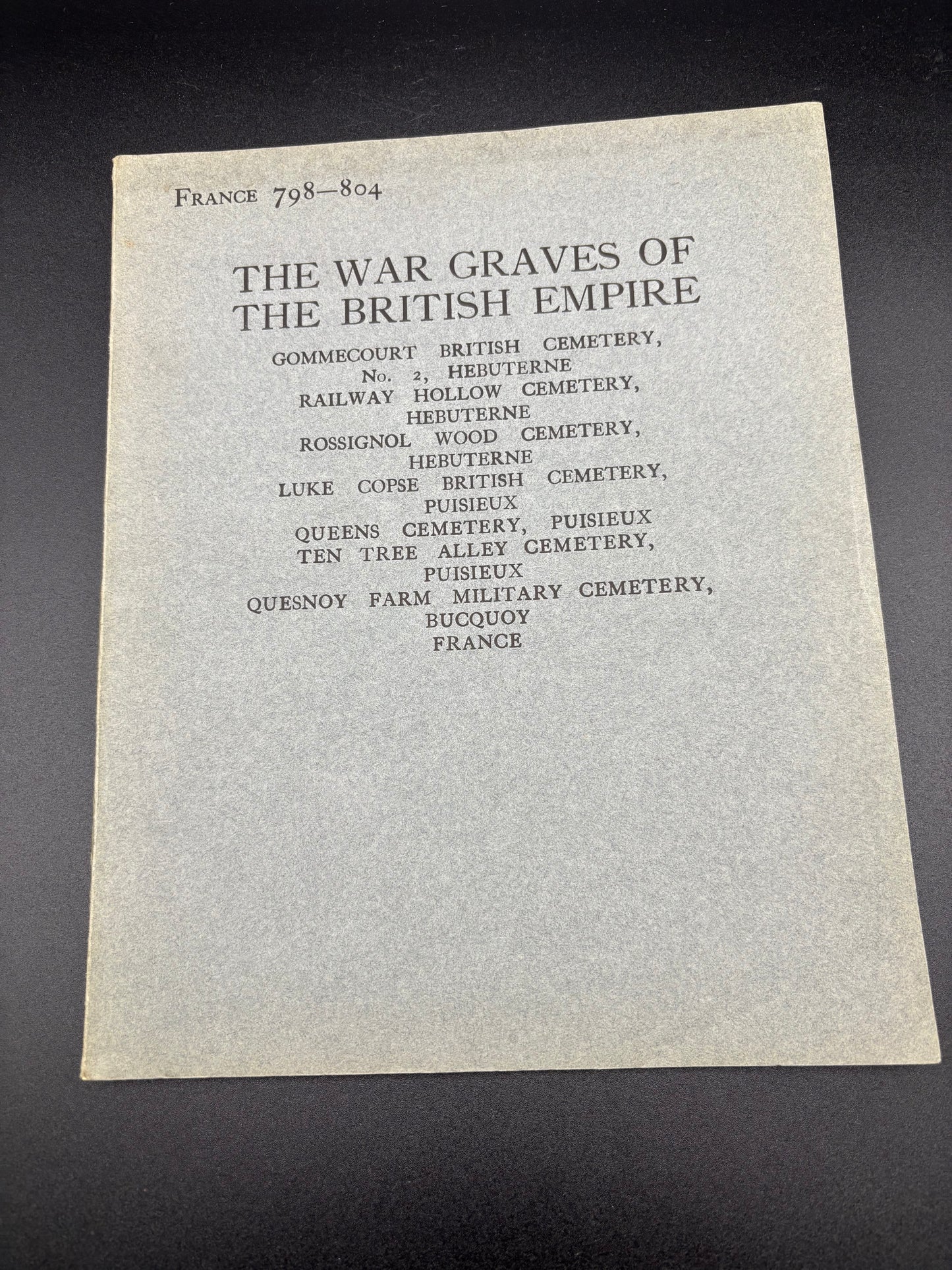 WW1 CWGC On Cemeteries Around Gommecourt