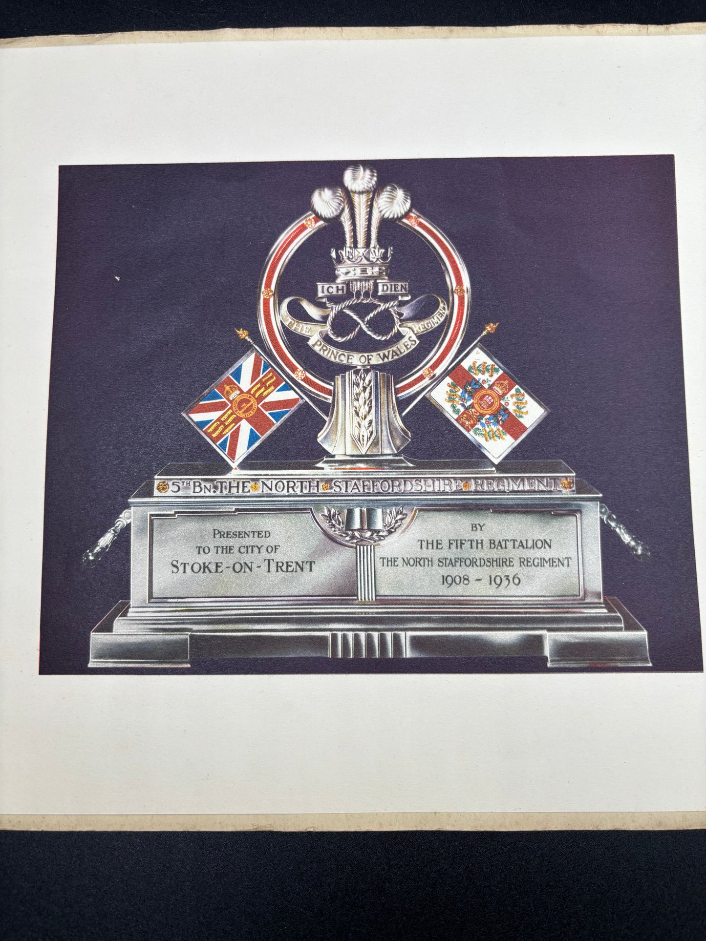 WW1 Memorial Book To The 5th North Staffordshire Regiment